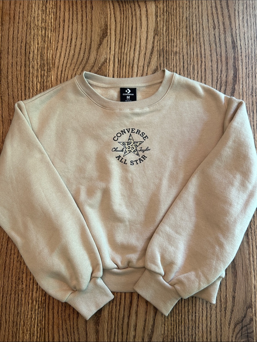 Converse Beige All Star Logo Crewneck cropped Sweatshirt